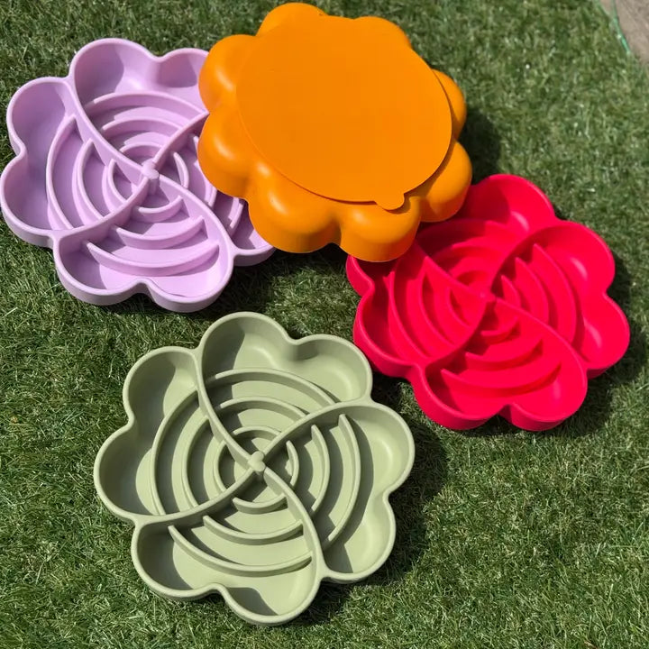 Spiral Bloom Enrichment Bowl - Slow Feeder & Lick Mat for Dogs