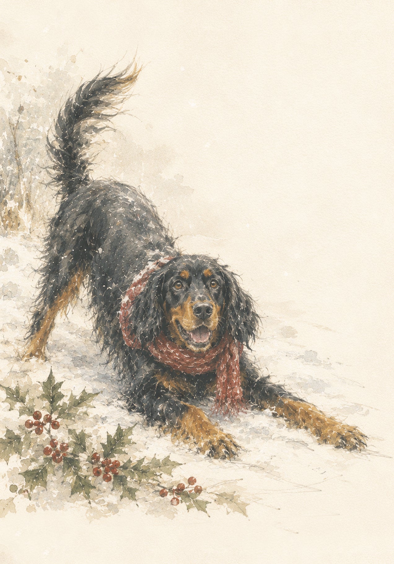 Gordon Setter Christmas Card - Watercolour Dog Rescue Card (A5)