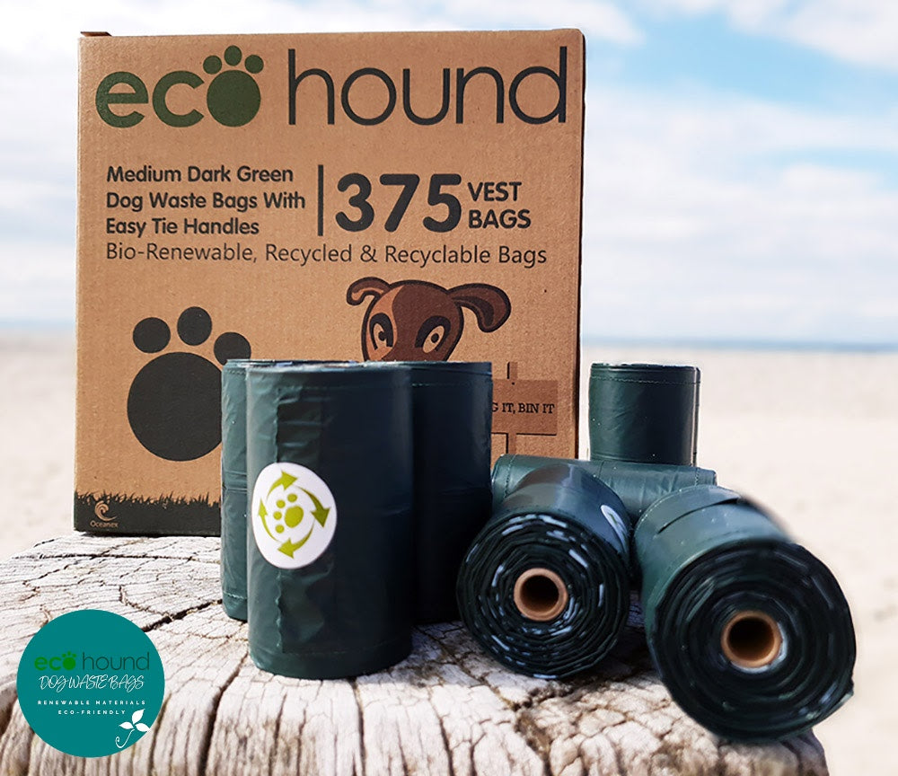 Ecohound Oceanex Dog Poo Bags on a Roll - Eco-Friendly, Tie Handles, 1 Roll of 15 Bags