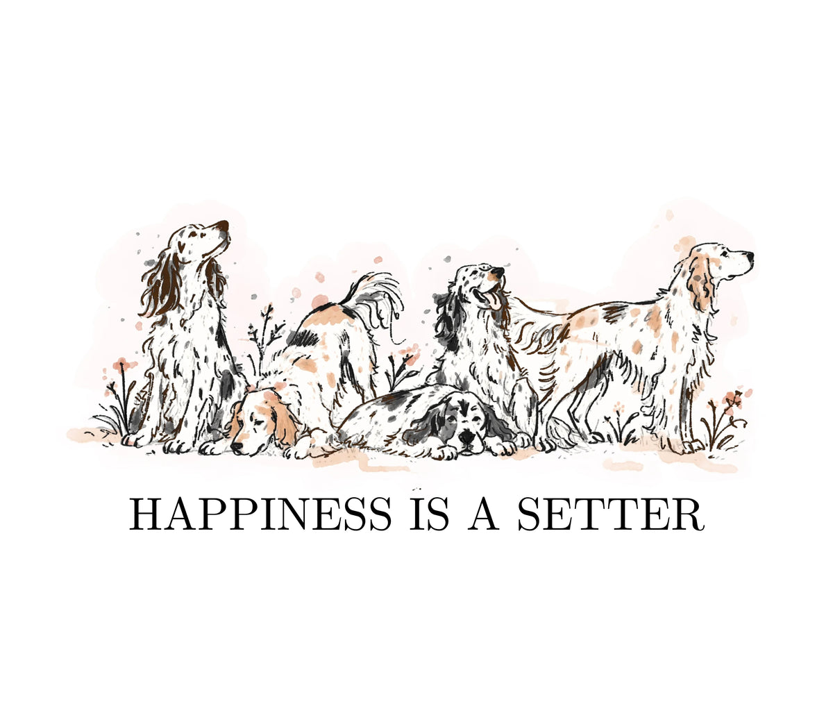 Happiness Is A Setter Unisex T-Shirt - Rescue Dog Charity T-Shirt - White