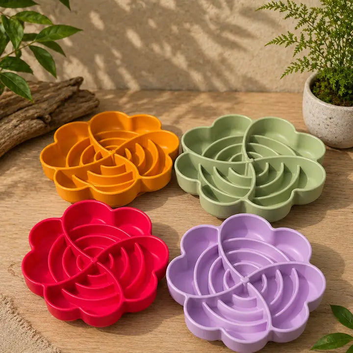 Spiral Bloom Enrichment Bowl - Slow Feeder & Lick Mat for Dogs