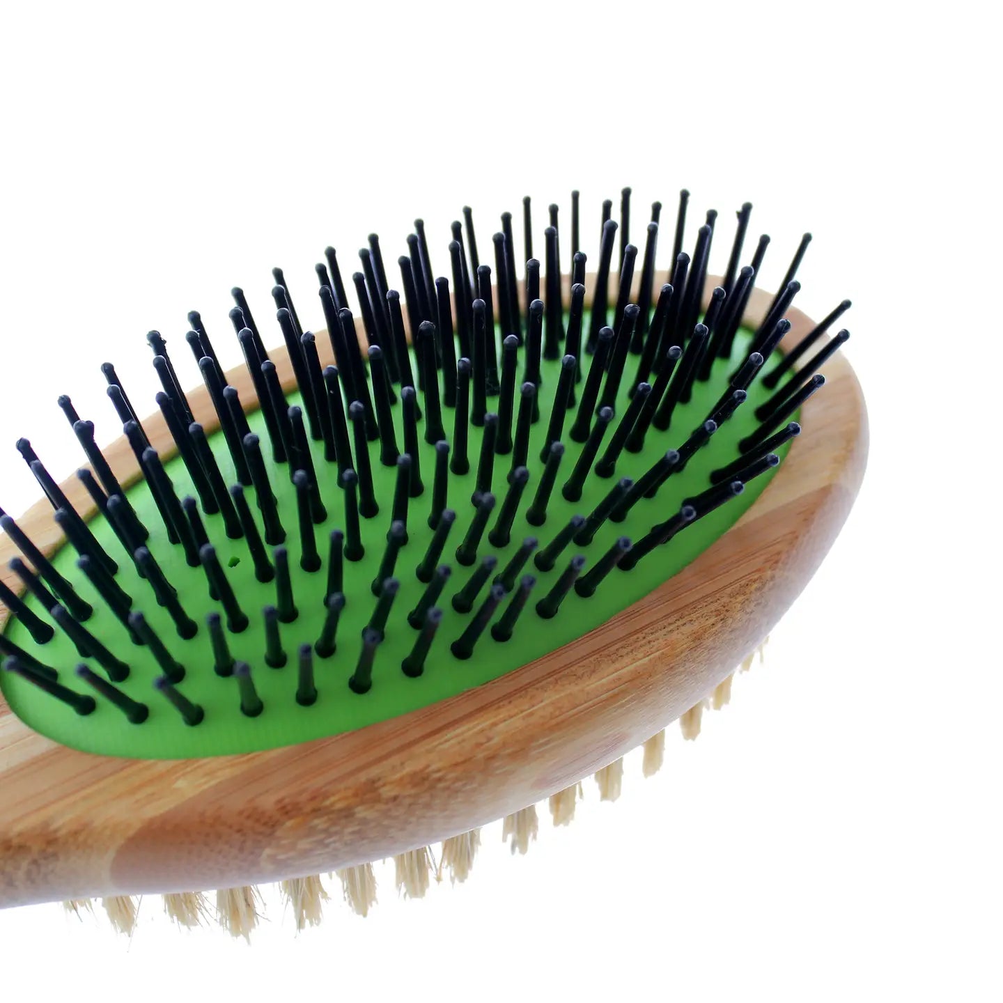 Double-Sided Bamboo Dog Grooming Brush - Pin & Bristle, All Coats