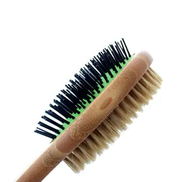 Double-Sided Bamboo Dog Grooming Brush - Pin & Bristle, All Coats