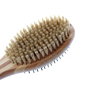 Double-Sided Bamboo Dog Grooming Brush - Pin & Bristle, All Coats