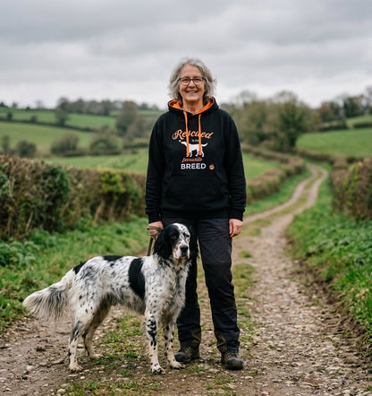 Rescued Is My Favourite Breed Unisex Hoodie - Black & Orange Contrast, Charity Hoodie