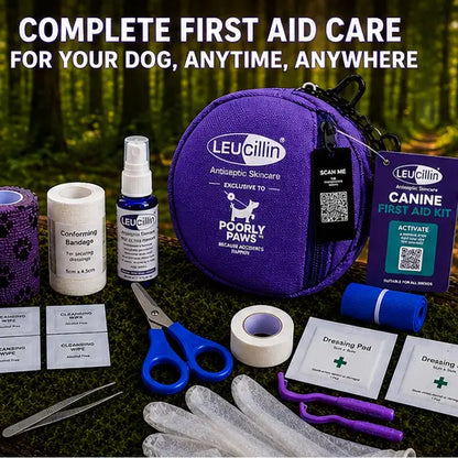 Leucillin & Poorly Paws Dog First Aid Kit - Vet Nurse Approved, Refillable
