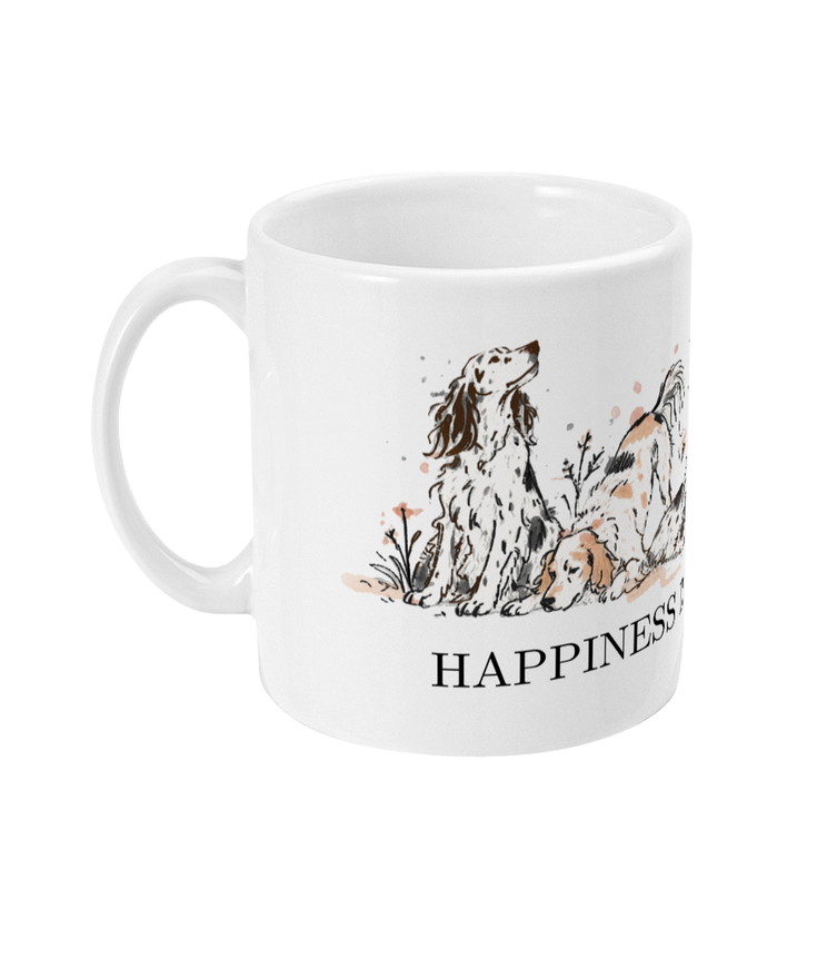 Happiness Is A Setter Mug - Rescue Dog Charity Mug - 11oz White Ceramic