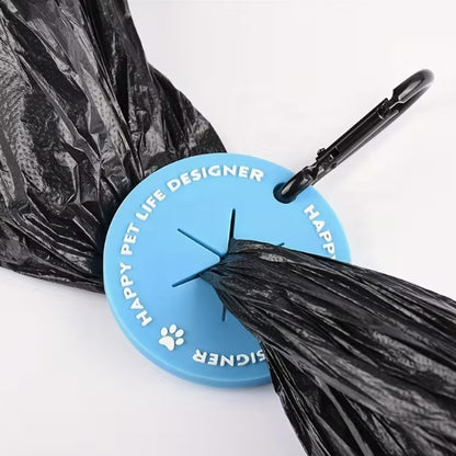 Dog Poo Bag Holder - Hands-Free Silicone Disc with Carabiner Clip