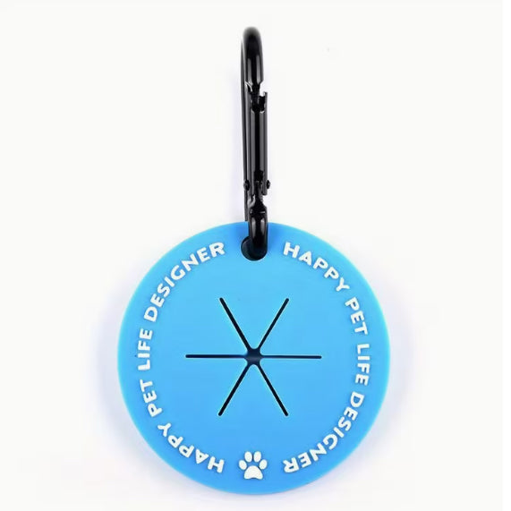 Dog Poo Bag Holder - Hands-Free Silicone Disc with Carabiner Clip