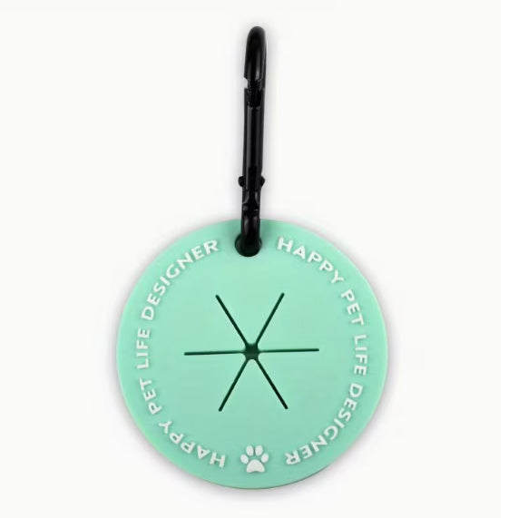 Dog Poo Bag Holder - Hands-Free Silicone Disc with Carabiner Clip