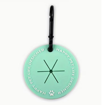 Dog Poo Bag Holder - Hands-Free Silicone Disc with Carabiner Clip