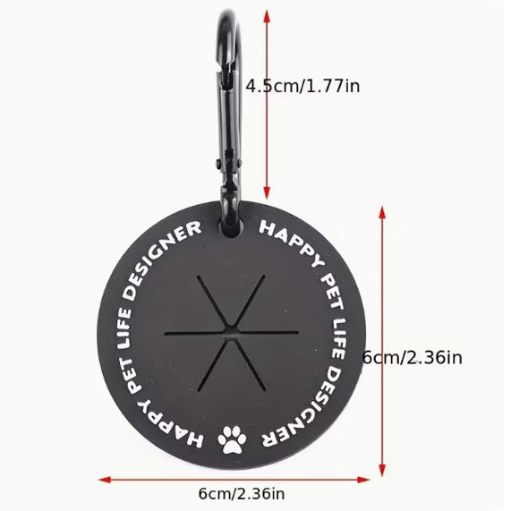 Dog Poo Bag Holder - Hands-Free Silicone Disc with Carabiner Clip