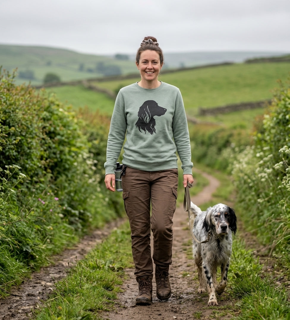Setter Silhouette Women's Sweatshirt - 100% Cotton Sweatshirt - Dusty Green