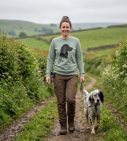 Setter Silhouette Women's Sweatshirt - 100% Cotton Sweatshirt - Dusty Green