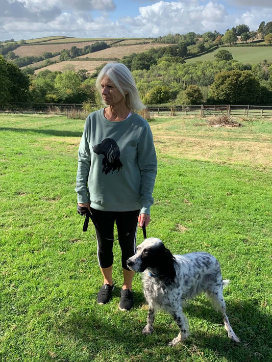 Setter Silhouette Women's Sweatshirt - 100% Cotton Sweatshirt - Dusty Green