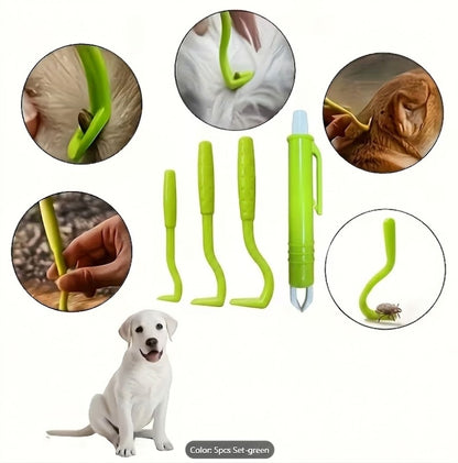Dog & Pet Tick Remover Tool Set - Multi-Size Hooks with Storage Case