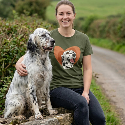 Setter Heart Unisex T-Shirt - Rescue Dog Charity T-Shirt - Olive