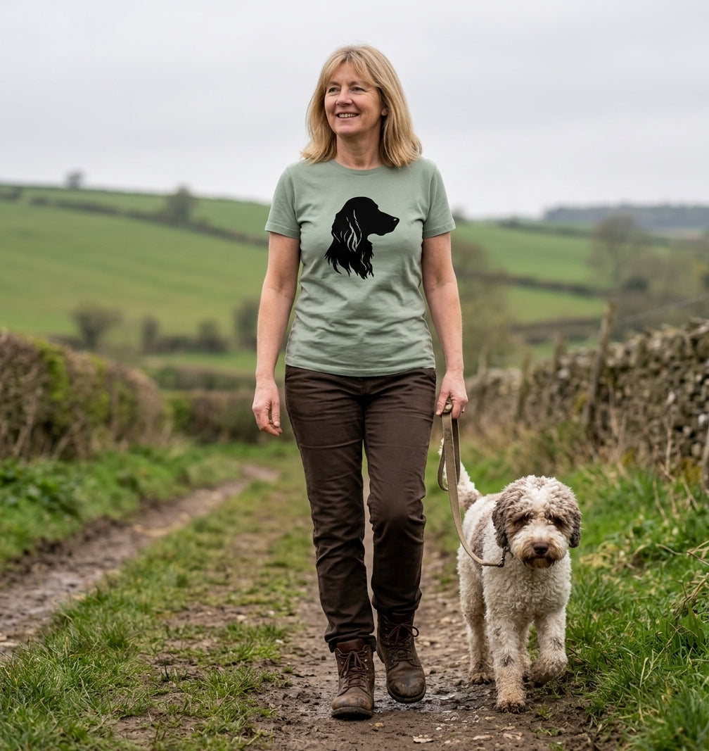 Setter Silhouette Unisex T-Shirt - Rescue Dog Charity T-Shirt - Sage