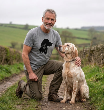 Setter Silhouette Unisex T-Shirt - Rescue Dog Charity T-Shirt - Sports Grey