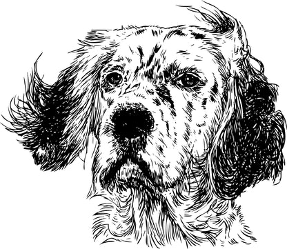 Setter Portrait Unisex T-Shirt - Hand-Drawn Rescue Dog T-Shirt - White