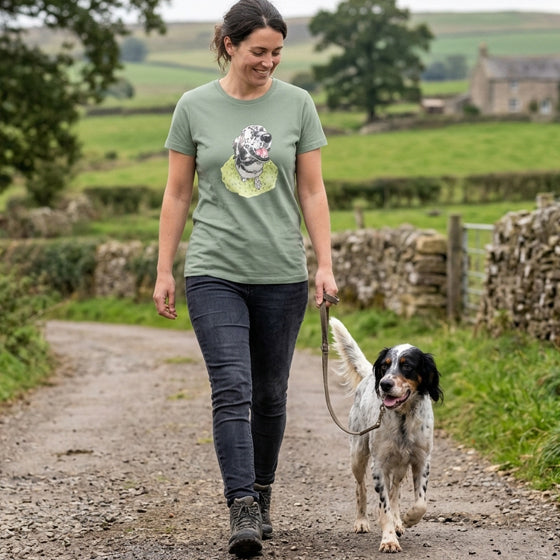 Smiling Setter Unisex T-Shirt - Rescue Dog Charity T-Shirt - Sage