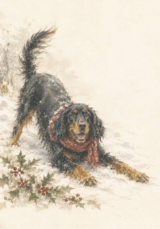 Gordon Setter Christmas Card - Watercolour Dog Rescue Card (A5)