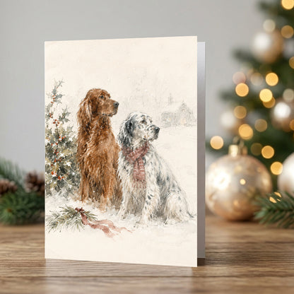 Irish & English Setter Christmas Card - Dog Rescue Charity Card (A5)